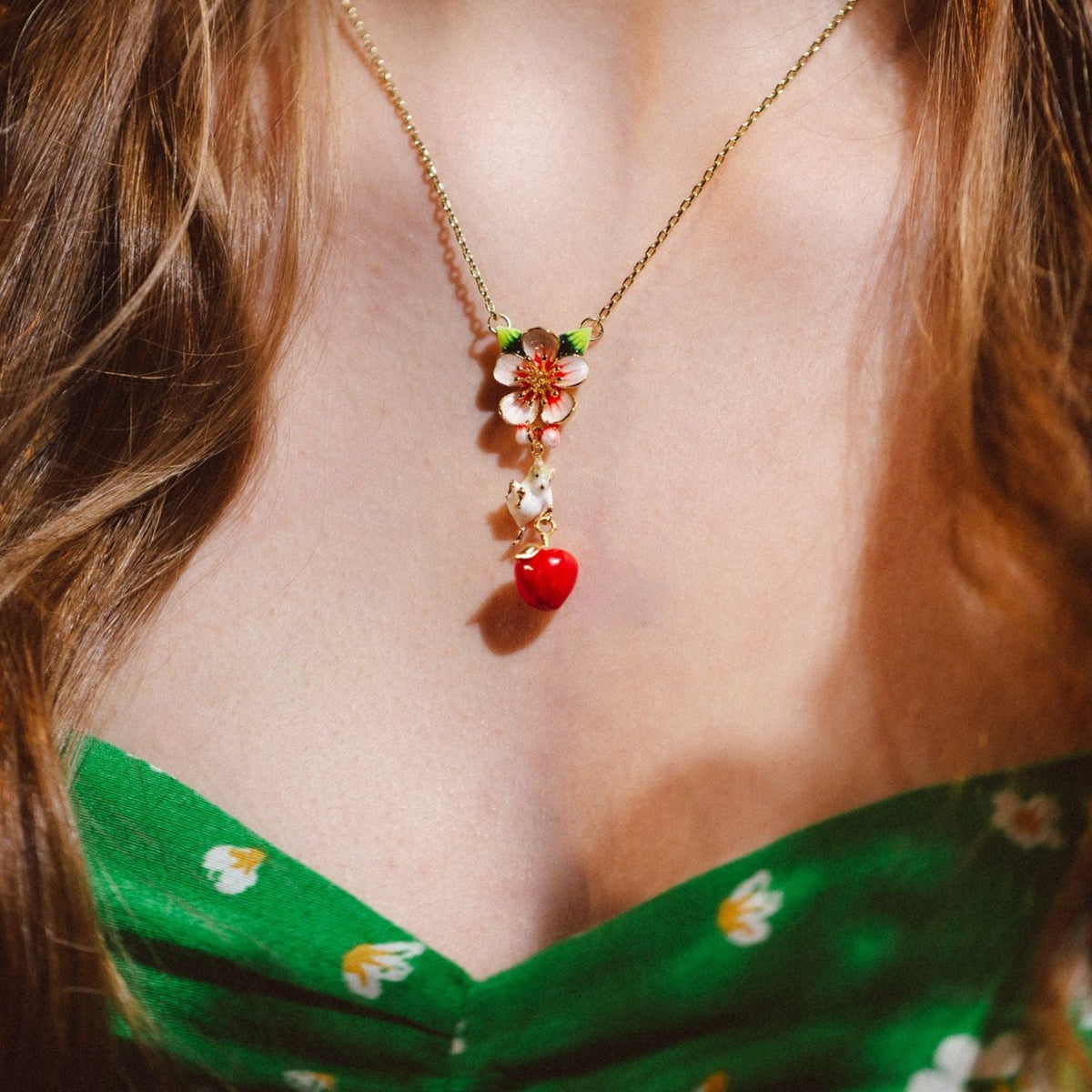 Apple & Mouse Blossom Pendant – detail or styling view
