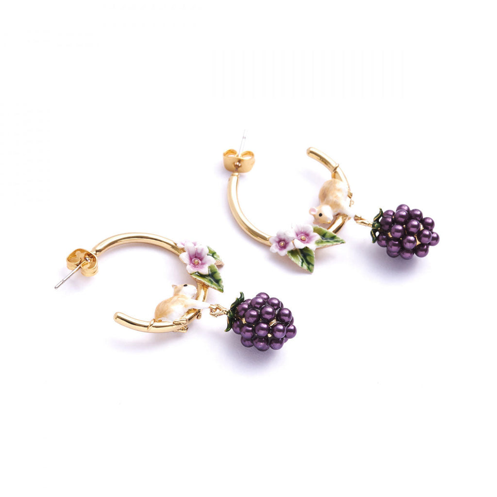 Blackberry & Mouse Hoop Earrings – detail or styling view