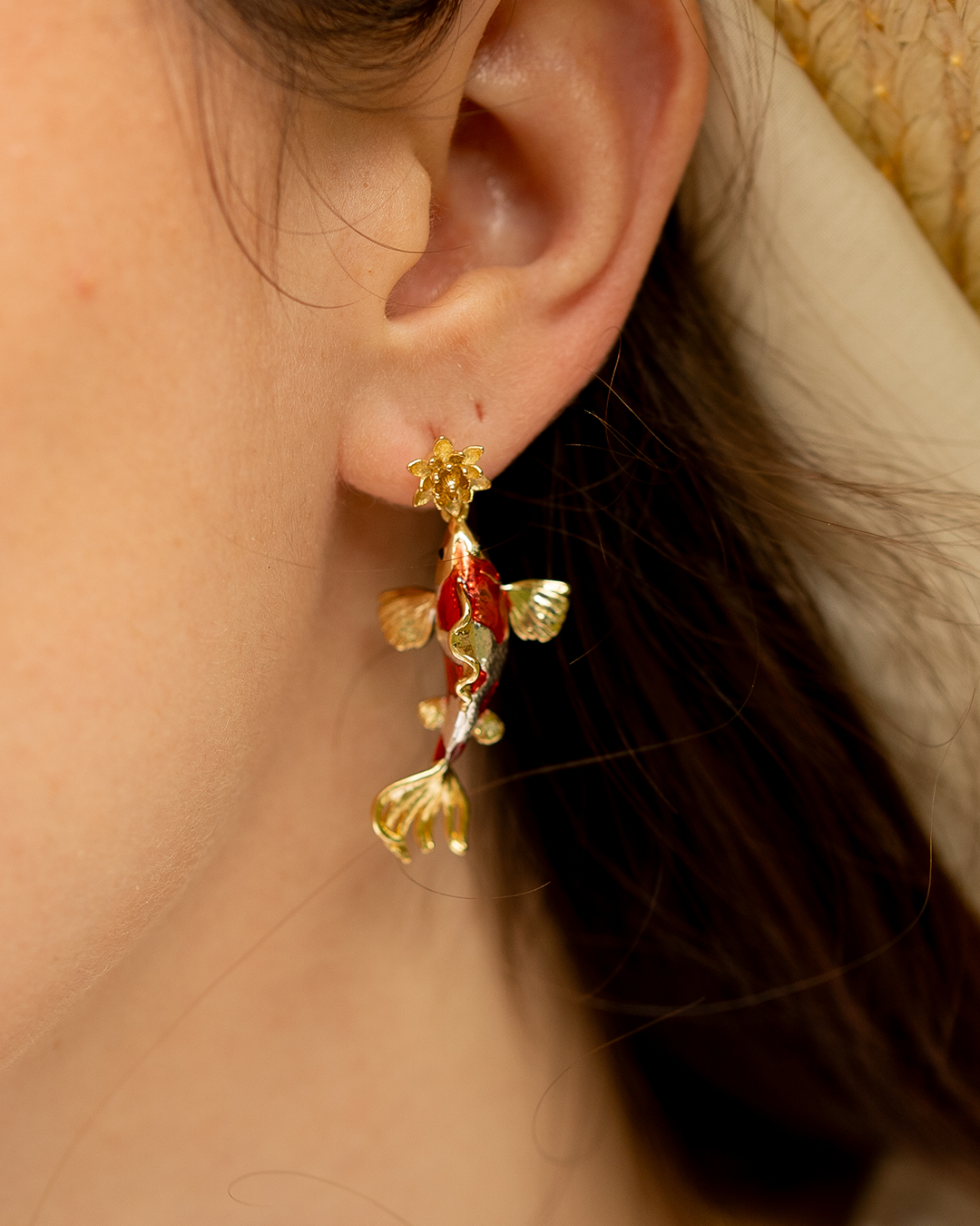 Koi Carp Drop Earrings – detail or styling view