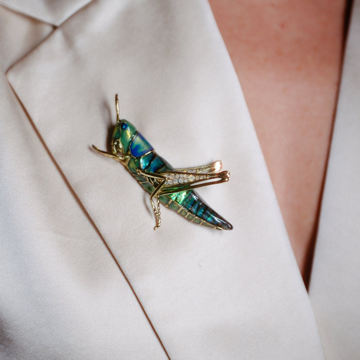 Grasshopper Brooch – detail or styling view