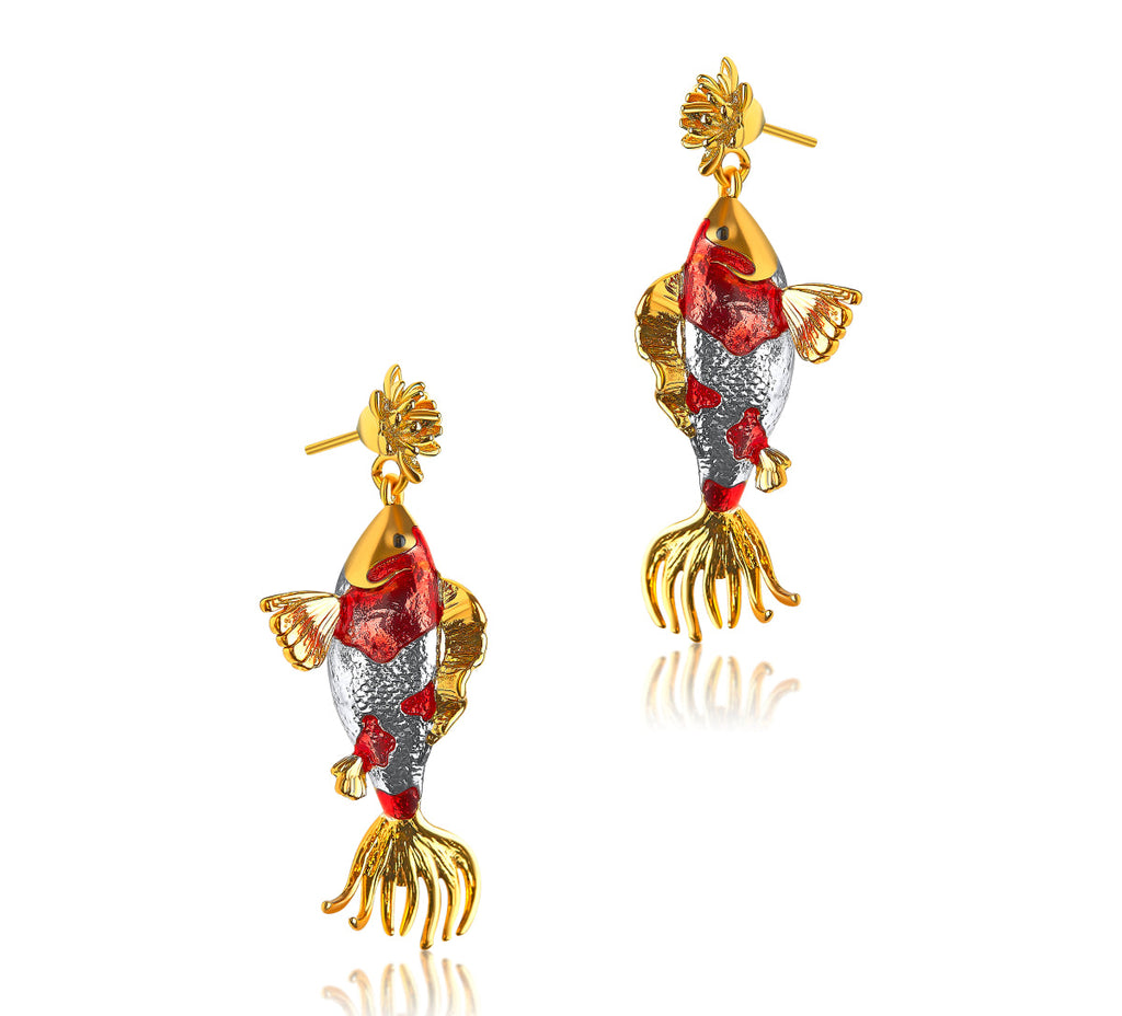 Koi Carp Drop Earrings – detail or styling view