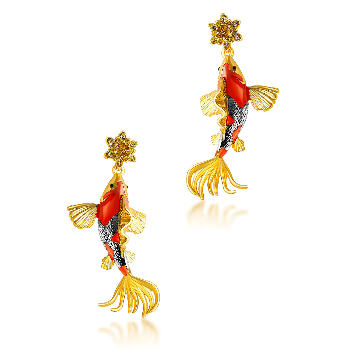 Koi Carp Drop Earrings by Bill Skinner