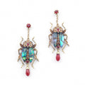 Bejewelled Beetle Statement Drop Earrings by Bill Skinner