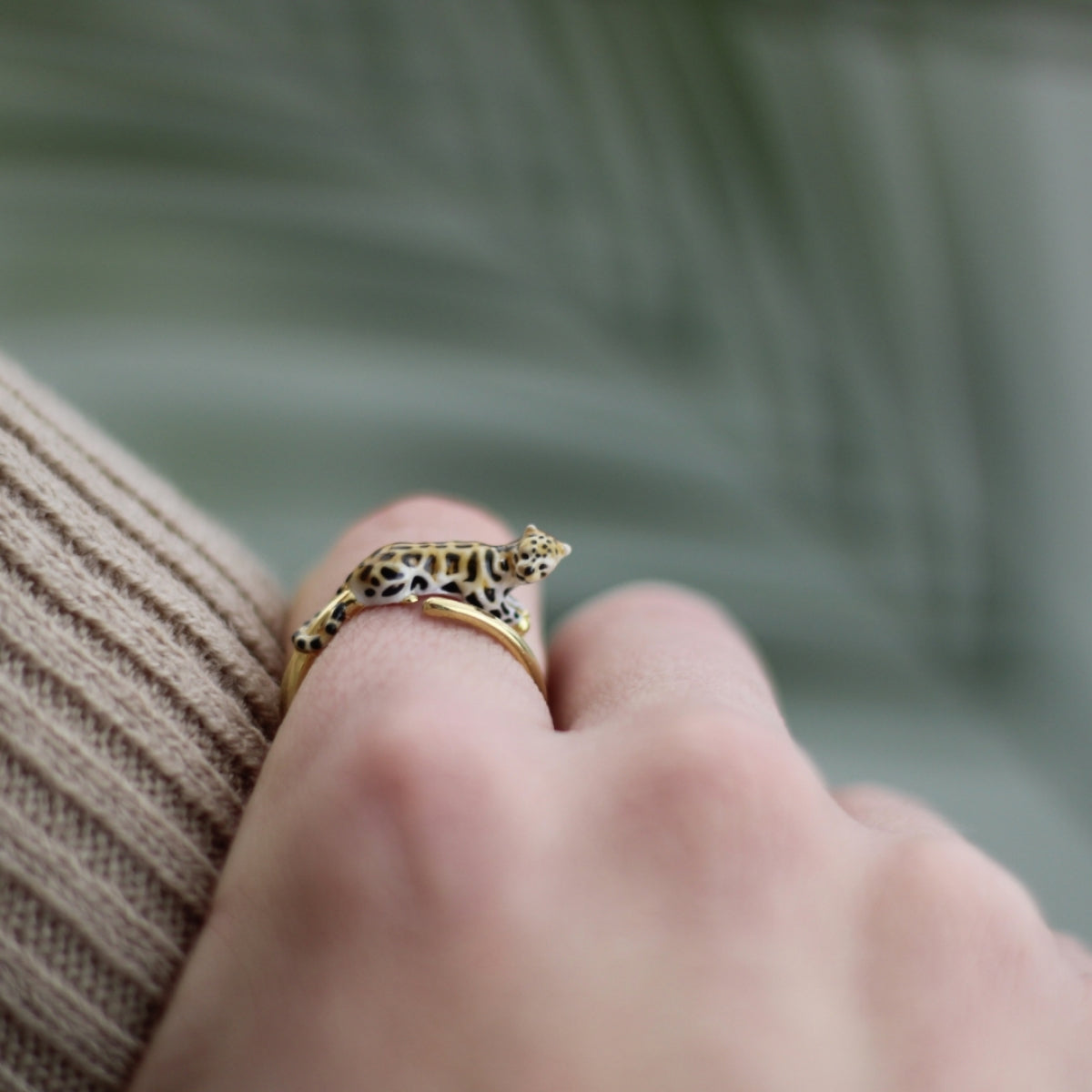 Clouded Leopard Open Ring – detail or styling view