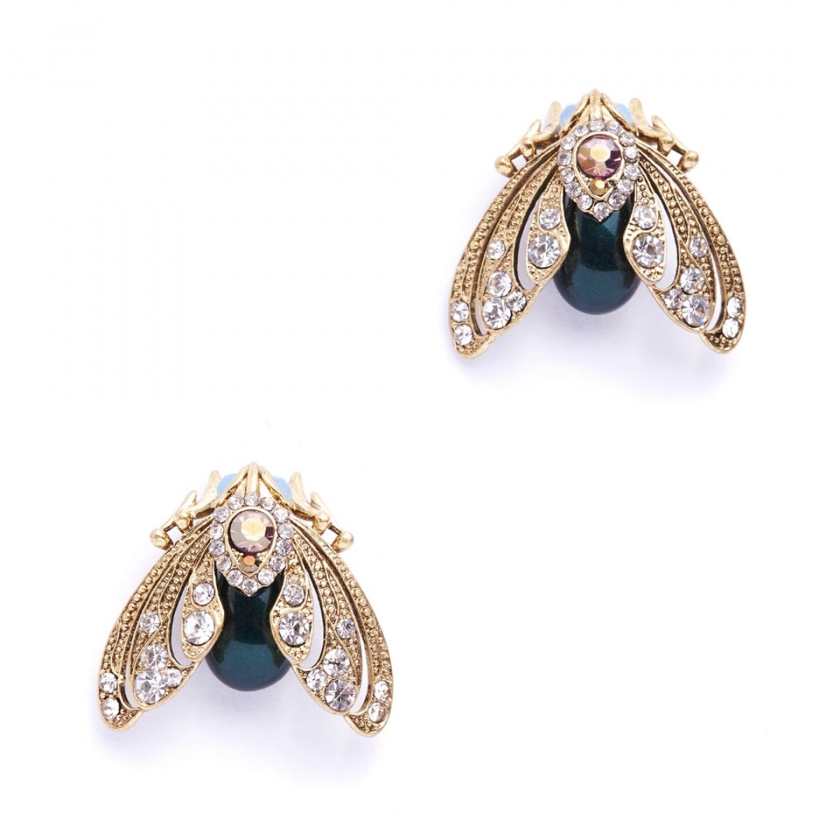 Bejewelled Moth Stud Earrings by Bill Skinner
