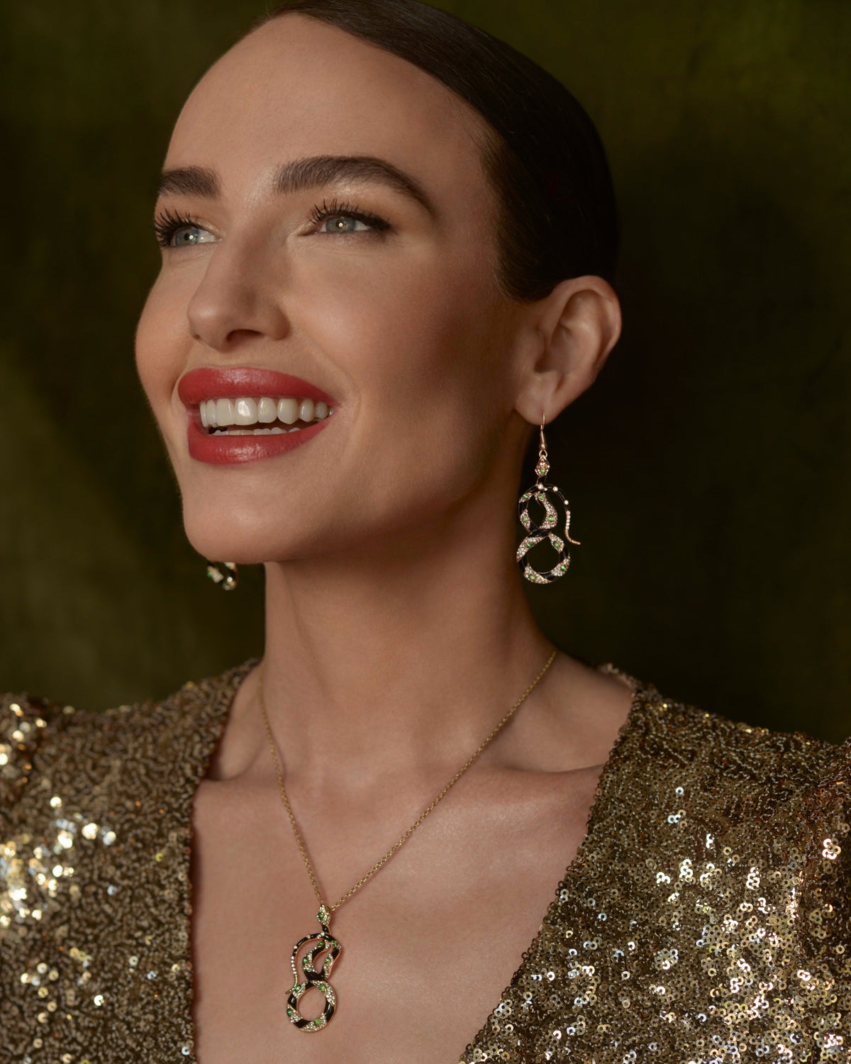 Bejewelled Snake Pendant – detail or styling view
