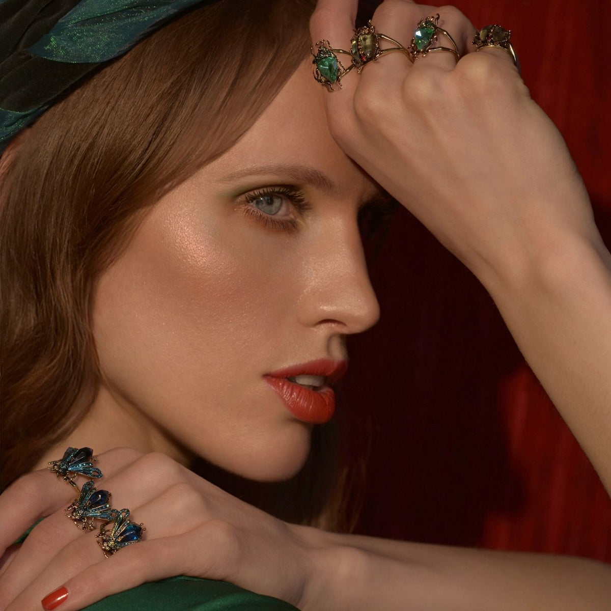 Bejewelled Beetle Ring – detail or styling view